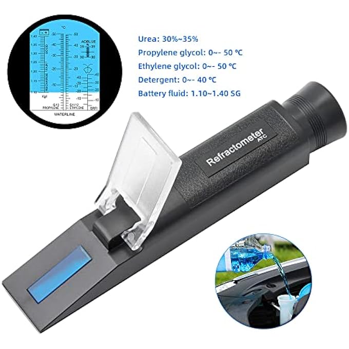 OUNA CAR ANTIFREEZE REFRACTOMETER, CAR ANTIFREEZE REFRACTOMETER MULTIFUNCTIONAL AUTO COOLANT TESTER UREA PROPYLENE GLYCOL GLYCOL DETERGENT BATTERY LIQUIDS TEST DEVICE - Image 2
